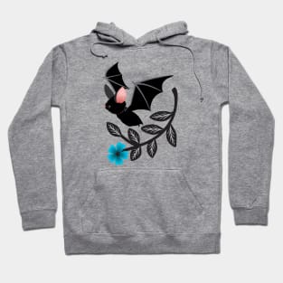 Cute bat with a blue flower Hoodie